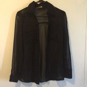 Women see through button down Blouse Shirt